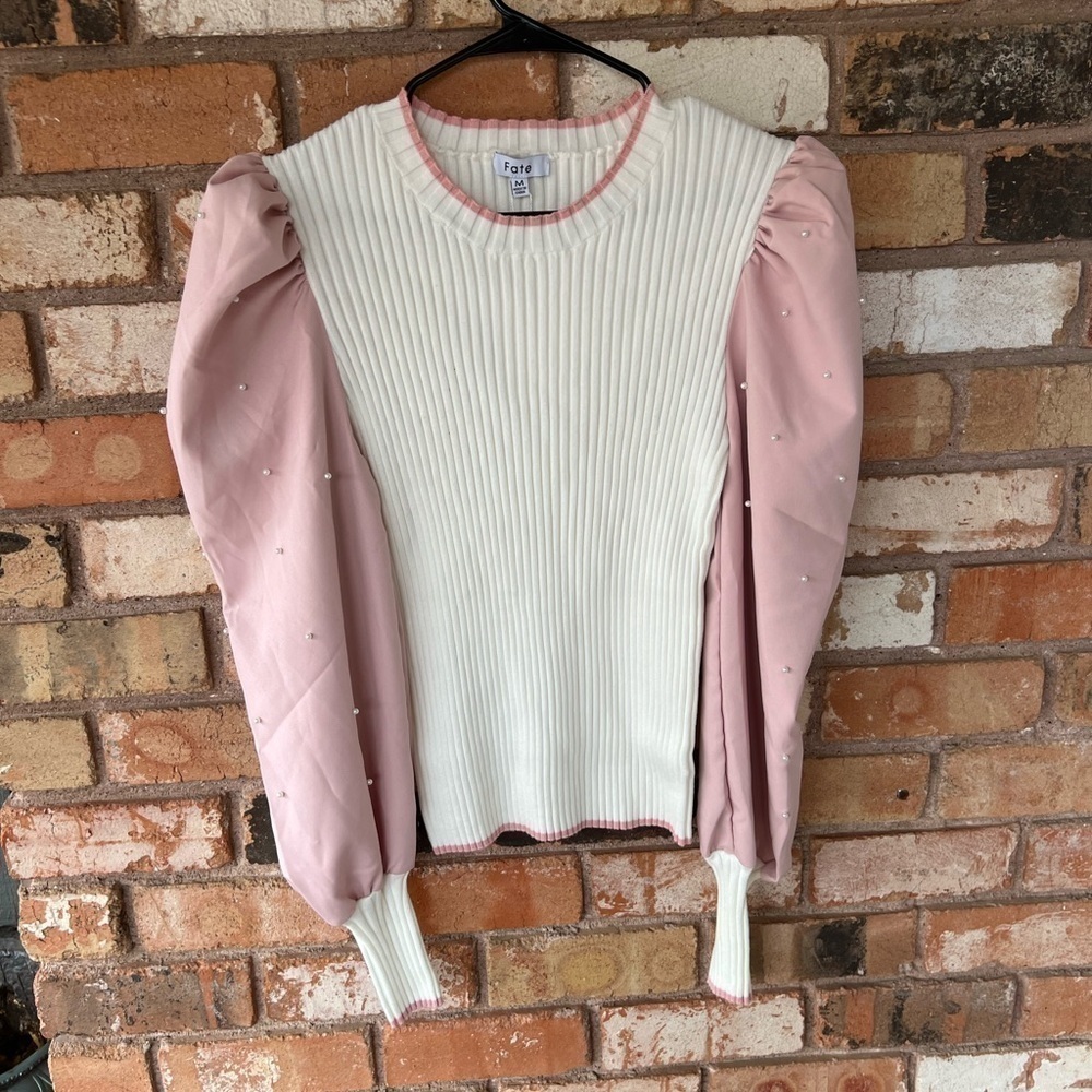 NWT FATE Puff Sleeve Crew neck sweater - Picture 10 of 11